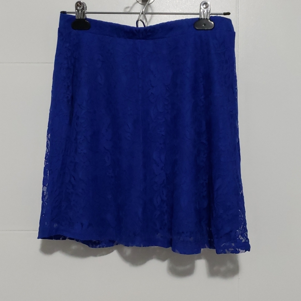 Royal blue lacy skater skirt